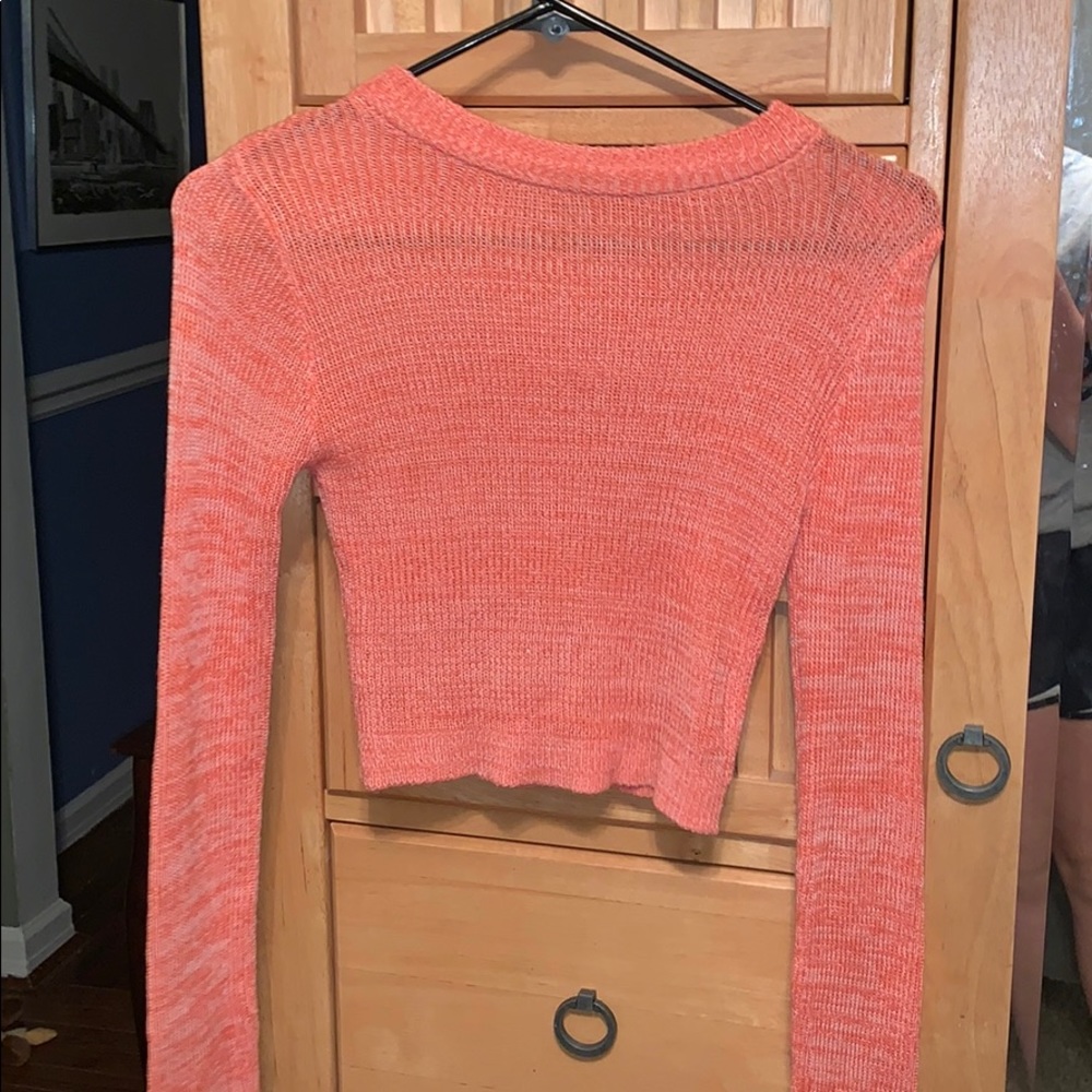 Coral Long Sleeve Crop Top